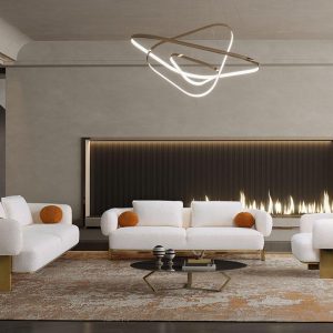 Contemporary Ibiza Sofa Set With Titanium Gold Metal